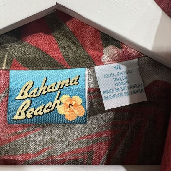 Bahama Beach Size 14 Shirt Dress Red Floral Print Button Up Sleeveless Women’s - Picture 6 of 12